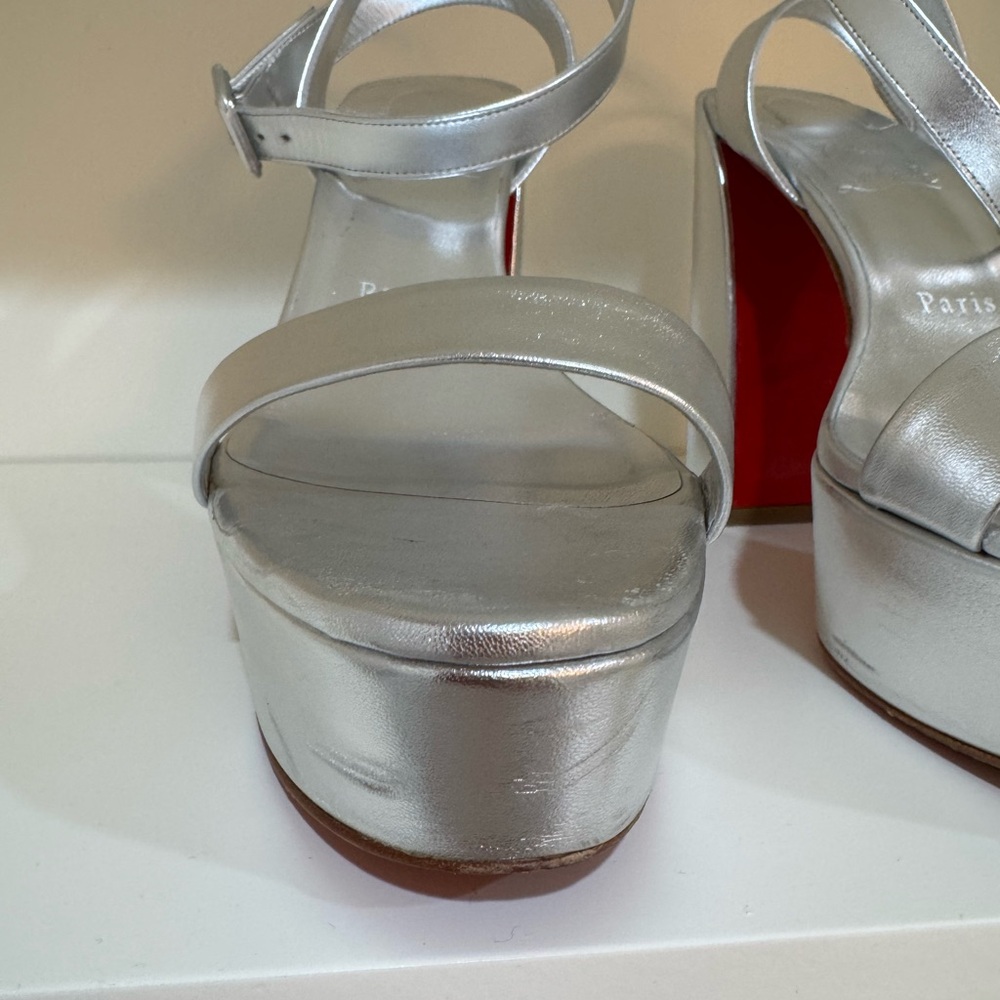 Louboutin Movida Sabina 130MM Silver Size 39.5 - Picture 5 of 12